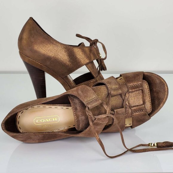 Coach Womens Teagan Sandals Metallic Peep Toe 9B